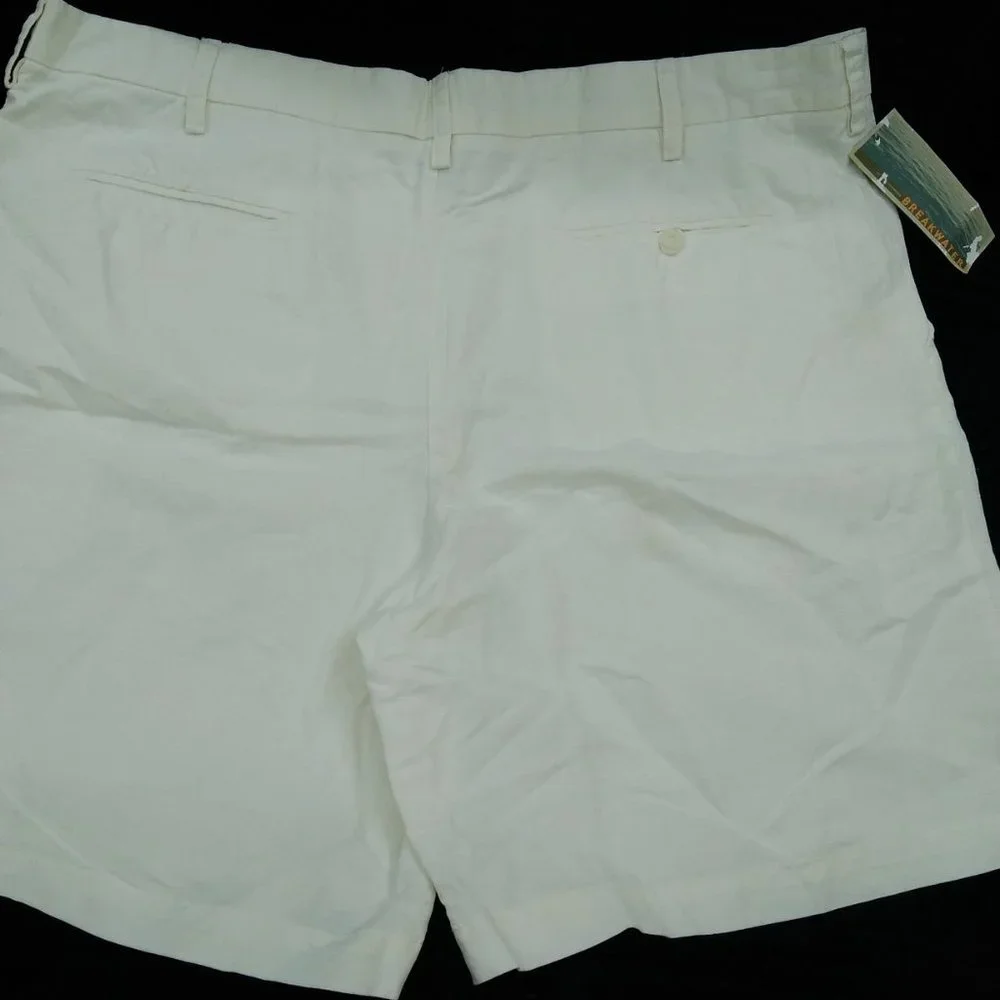 BREAKWATER Men's Shorts Size 44 Linen Cotton Flat Front NEW - Picture 2 of 4